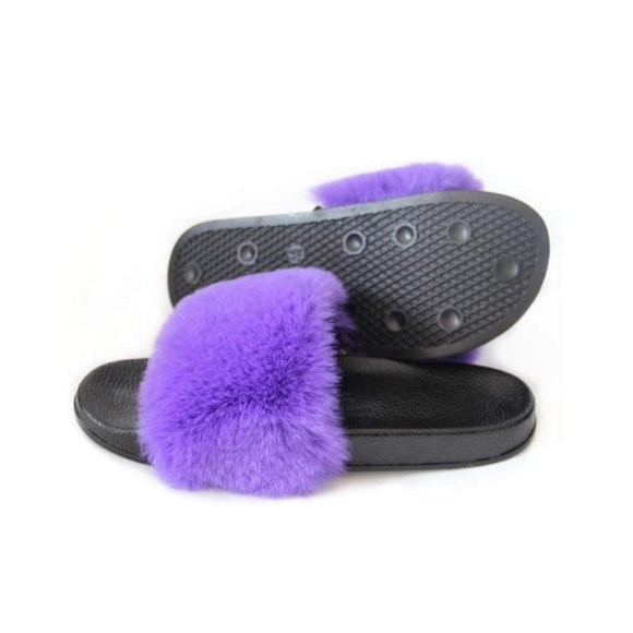 purple fluffy slides